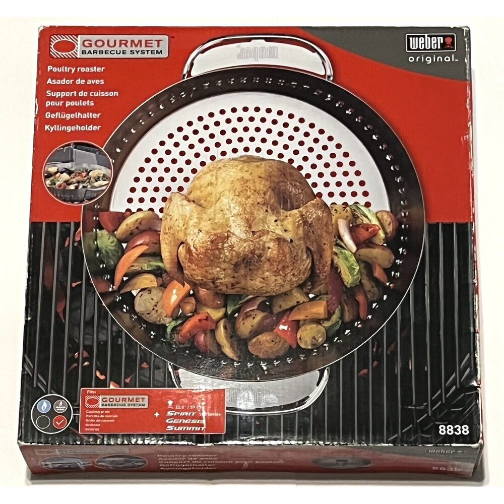 Weber 8838 Poultry Roaster Gourmet Barbecue System Chicken Veggies insert 2 in 1